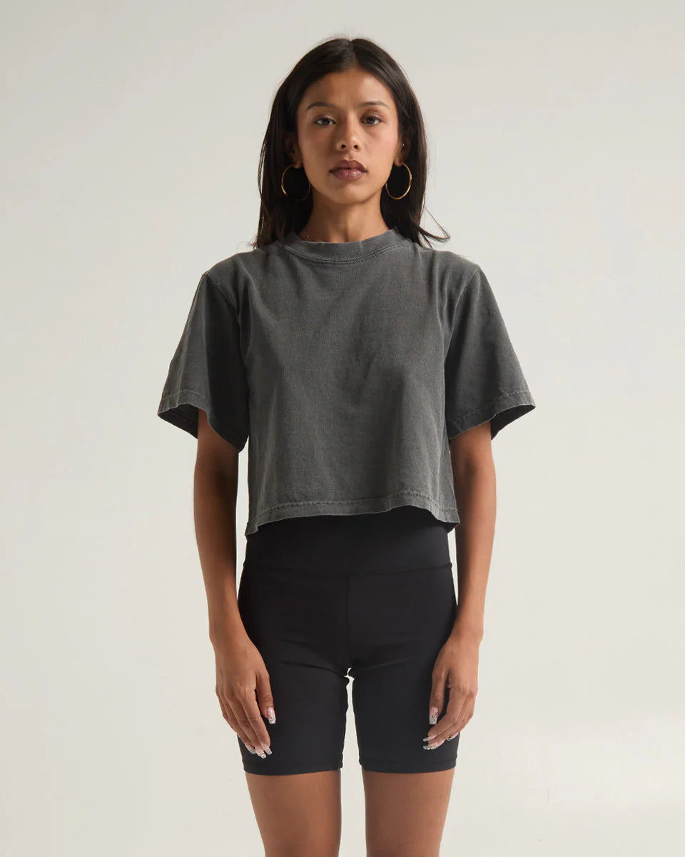 Women's Heavyweight Garment-Dye Crop Top | 100% Cotton Boxy Crop Tee