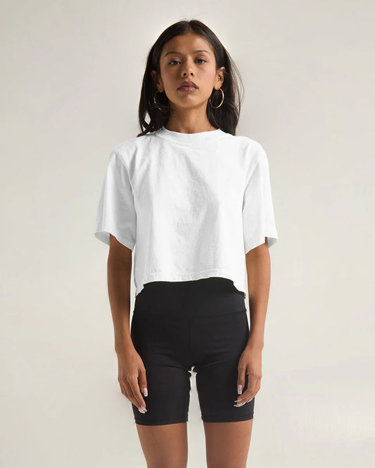 Women's Heavyweight Garment-Dye Crop Top | 100% Cotton Boxy Crop Tee