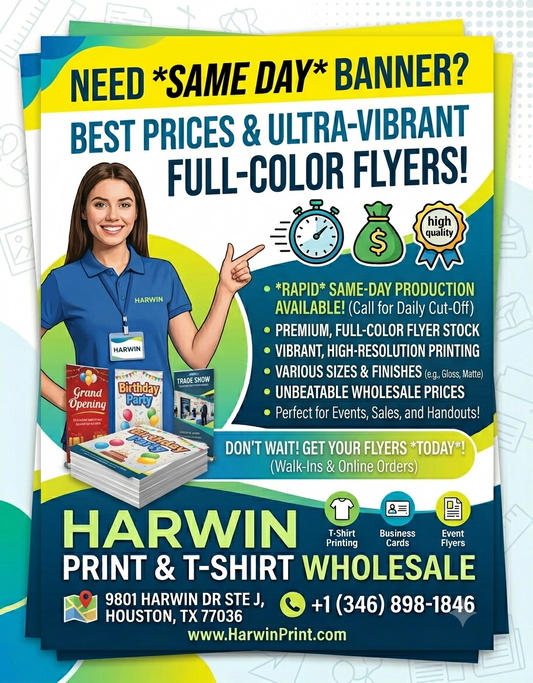 Same-Day Flyers Printing in Houston | High-Gloss Full-Color Prints