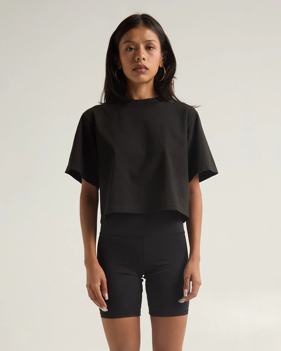 Women's Heavyweight Garment-Dye Crop Top | 100% Cotton Boxy Crop Tee