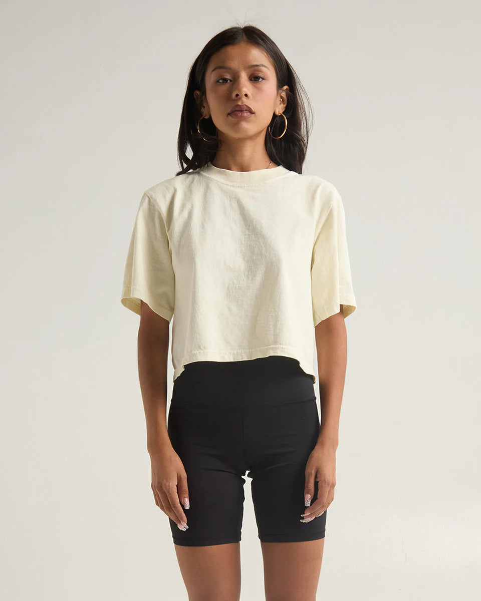Women's Heavyweight Garment-Dye Crop Top | 100% Cotton Boxy Crop Tee