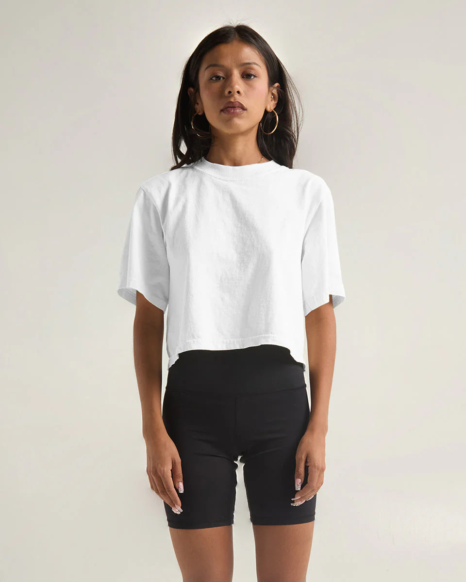 Women's Heavyweight Garment-Dye Crop Top | 100% Cotton Boxy Crop Tee